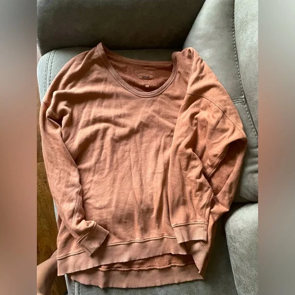 Aerie Summer Daze Scoop Neck Pullover Lightweight Sweatshirt Brown - Picture 2 of 4